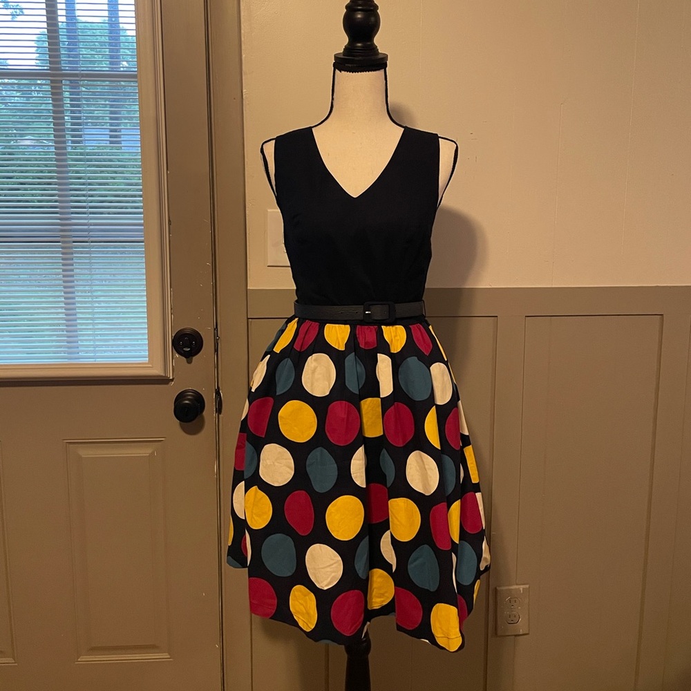 ModCloth Navy/ Polka Dot Dress